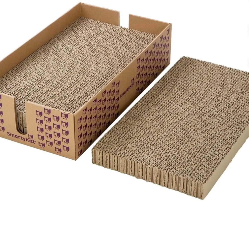 SmartyKat Super Scratcher & Stacker Box, Wide Corrugated Cat Scratcher for Cats